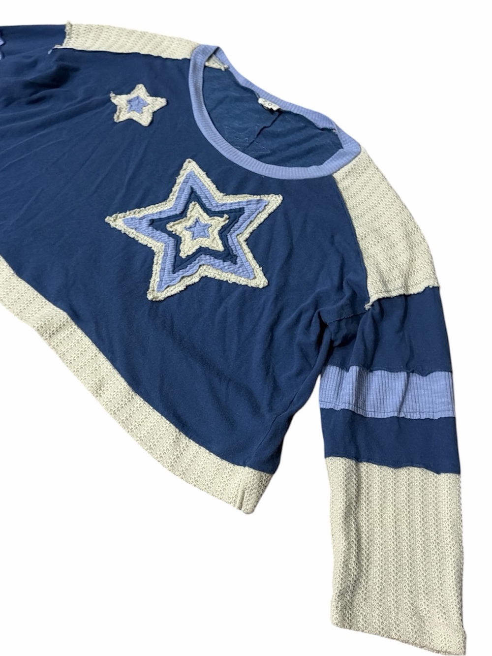 POL 4th Of July Navy Star Appliqué Knit Pullover